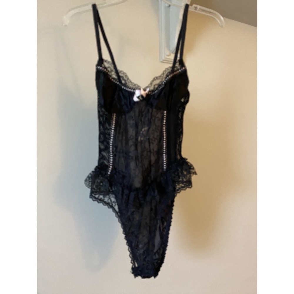 Vintage‎ Lady Cameo Dallas Black High Cut Lace Teddy M USA